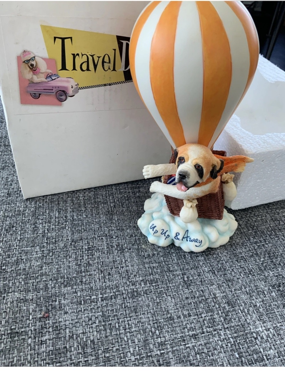 Vintage Travel Dog Series - St Bernard Dog Riding In Hot Air Balloon - Up Up &